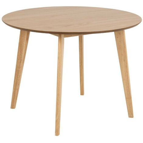 Hellin – Table de salle à manger ronde Ø105 cm – Chêne – 4 places – Pieds en bois d'hévéa – Design moderne pour cuisine et petit appartement (1/8)