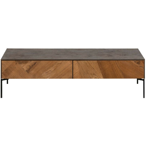 Table basse en bois de teck et métal 4 tiroirs - JAKARTA (1/3)