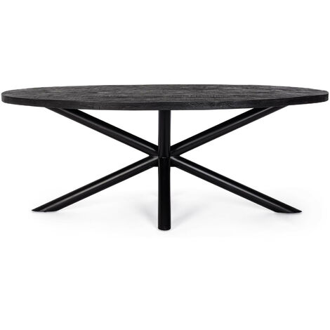 Table à manger ovale 200x110x76 cm en manguier noir - BAILA (1/4)