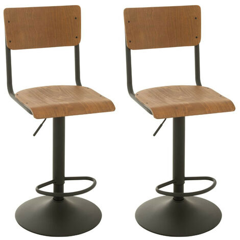 Chaises de bar écolier en bois et en métal (lot de 2) - NICOLAS (1/5)