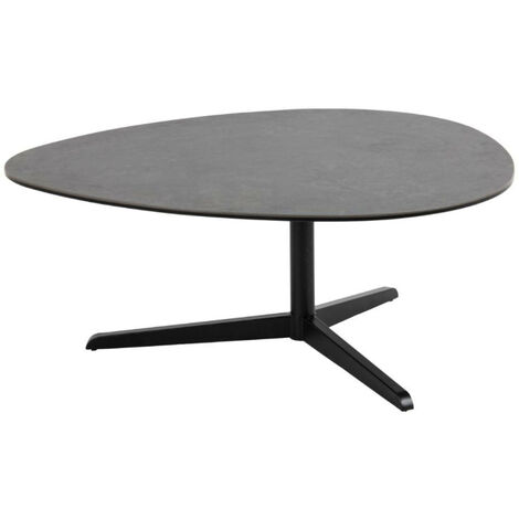 Table basse galet en céramique et pied en métal noir L100 - BARBARA (1/5)