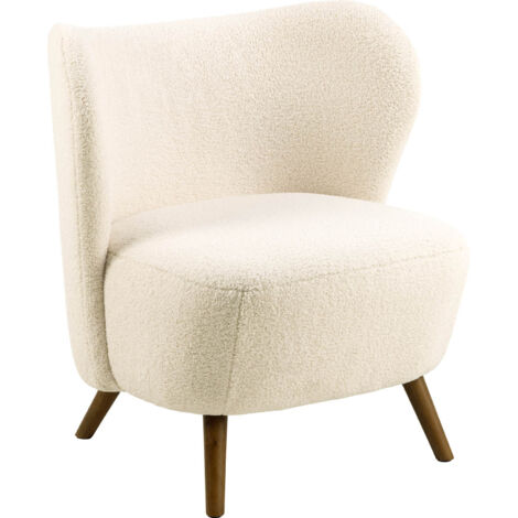 Fauteuil en tissu écru et piétement bois peint en noir - WINNY (1/5)