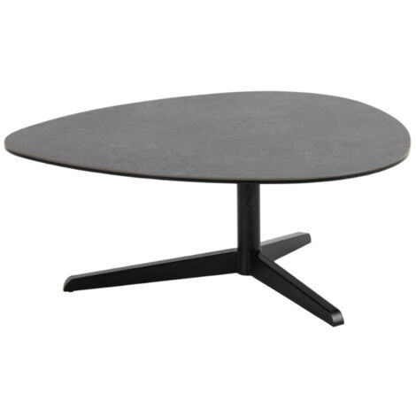 Table basse galet en céramique et pied en métal noir L84 - BARBARA (1/5)