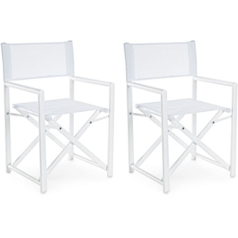 Hellin – Chaises de metteur en scène pliables d'extérieur lot de 2 – Aluminium et textilène – Hauteur d'assise 26 cm – Légères et faciles à ranger
