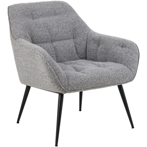 Fauteuil en tissu gris piétement oblique en métal noir - SAMY (1/5)