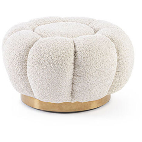 Hellin – Pouf en tissu bouclé D65 – Forme de fleur – Dimensions L 65 x l 65 x H 35 cm – Rembourrage mousse polyuréthane – Coloris blanc, beige, rose (1/6)