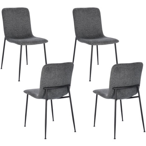 Chaises design en tissu et pieds en métal noir (lot de 4) - BREDA (1/5)
