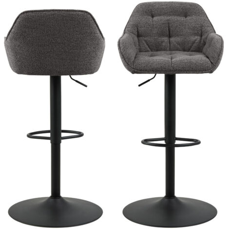 Tabourets de bar en tissu pied tulipe métal noir (lot de 2) - BROOK (1/5)