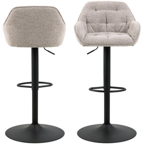 Tabourets de bar en tissu pied tulipe métal noir (lot de 2) - BROOK (1/5)