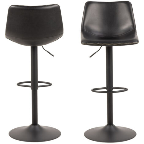 Tabourets de bar simili piétement tulipe métal noir (lot de 2) - JACK (1/5)