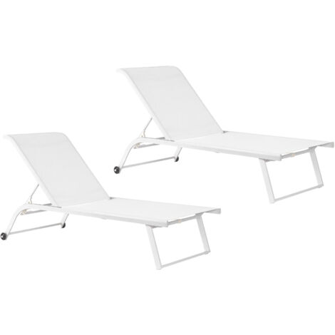 Bains de soleil inclinables en aluminium et tissu (lot de 2) - CABOURG (1/5)