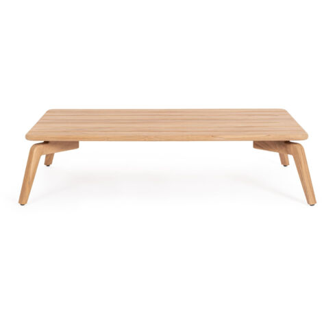 Table basse de jardin rectangulaire en teck L120 - BREHAT (1/5)