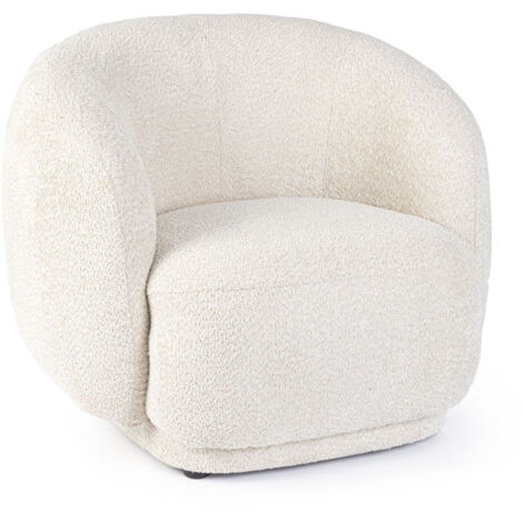 Fauteuil 93x87x73 cm en tissu bouclette écru - TECLA (1/5)