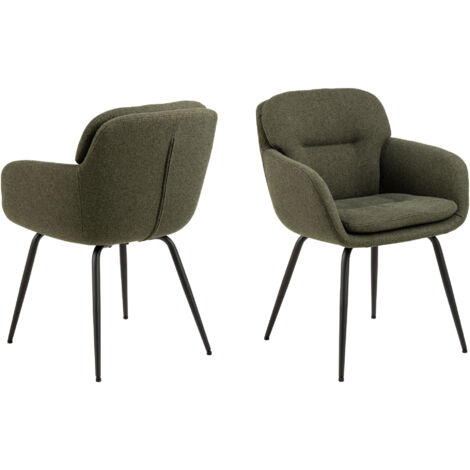 Chaises de salle à manger pieds métal assise tissu (lot de 2) - MARTA (1/5)