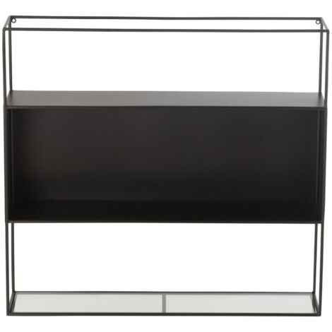 Étagère murale rectangulaire en métal noir et verre - LUCE (1/5)
