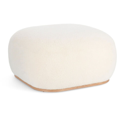 Pouf carré 68,5x68,5x36 cm en tissu effet laine blanche (1/5)