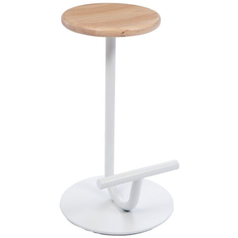 Tabouret design en chêne et métal blanc H65 - MARC (1/3)