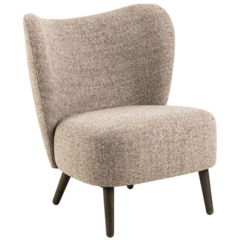 Fauteuil en tissu chiné crème et pieds en bois - EROS (1/5)