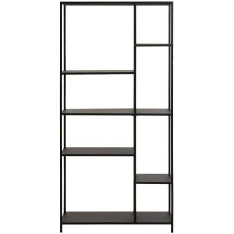 Bibliothèque scandinave en métal noir 6 tablettes - HARLOW (1/5)
