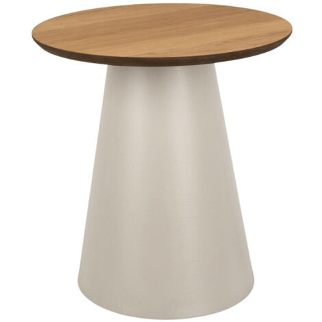 Bout de canapé rond en bois et métal grège D45 - GIROLLE (1/4)