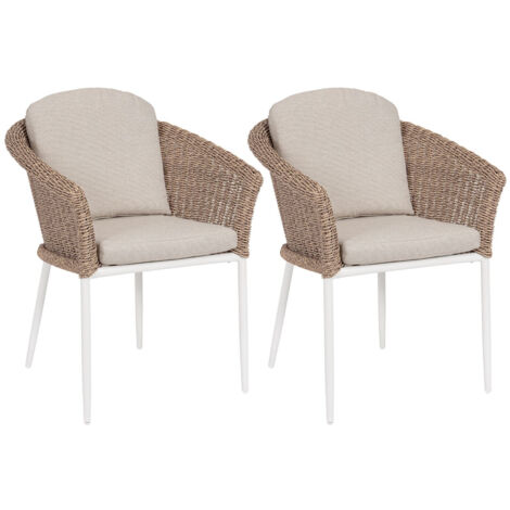 Fauteuils de jardin tressés et hydrofuges beiges (lot de 2) - AVEA (1/5)