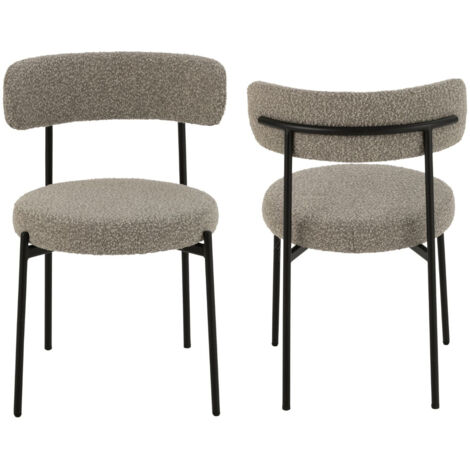 Chaises design en métal noir et bouclette (lot de 2) - GERDA (1/5)