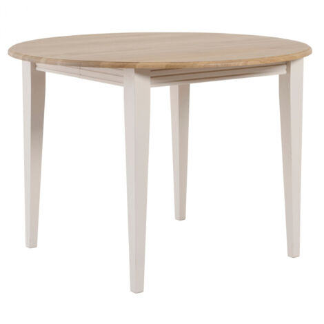 Table ronde extensible en chêne/grège 4/6 places D105 pieds fuseau - VICTORIA