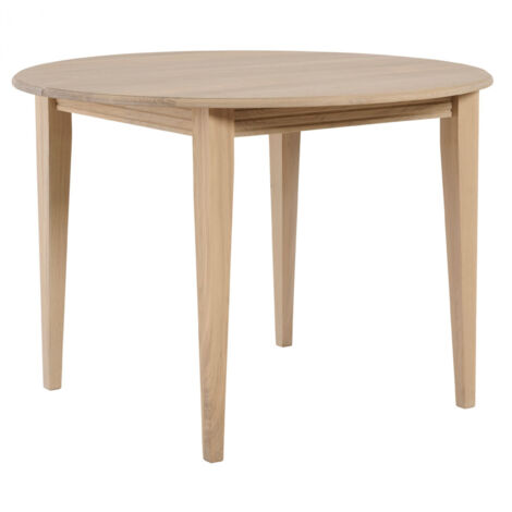 Table ronde extensible chêne blanchi 4/6 places D105 pieds fuseau - VICTORIA (1/5)