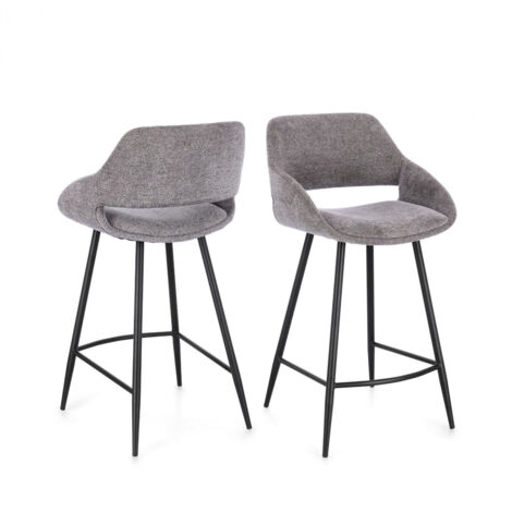Tabourets de bar avec repose-pieds en tissu (lot de 2) - TURIN (1/5)