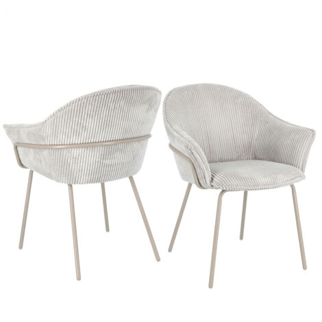 Chaises de salle à manger à accoudoirs en velours gris (lot de 2) - LIA (1/5)