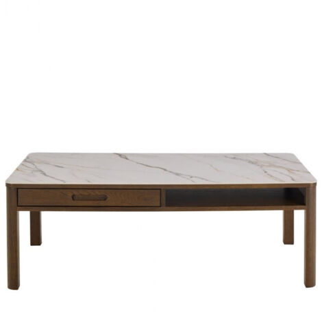 Table basse rectangulaire en céramique et chêne fumé L130 - SIMONE (1/5)