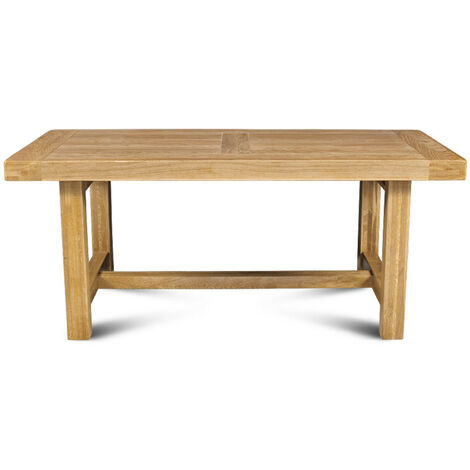 Hellin – Table de ferme chêne massif 180x90cm – Plateau épais 80mm – Finition patinée à l'ancienne – Accueille jusqu'à 12 personnes