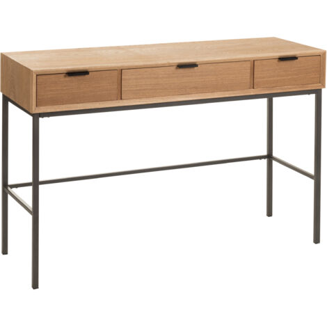 Console en bois naturel et métal noir avec 3 tiroirs - ESTER (1/5)