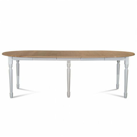 Table ronde 6 pieds tournés D115 + 3 rallonges bois - VICTORIA