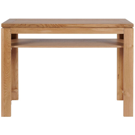 M&S – Console en chêne massif clair – Structure 100% chêne – Piètement 80mm – Plateau 30mm d'épaisseur – 1 tablette amovible (1/5)