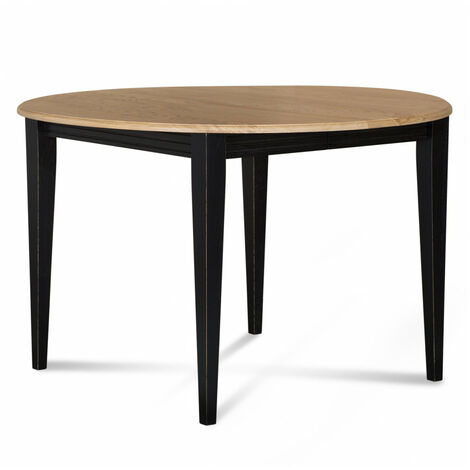 Table ronde bois D115 cm avec 1 allonge et Pieds fuseau - VICTORIA