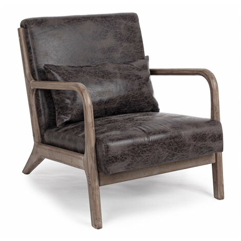 Fauteuil en similicuir avec coussin de style vintage (1/5)