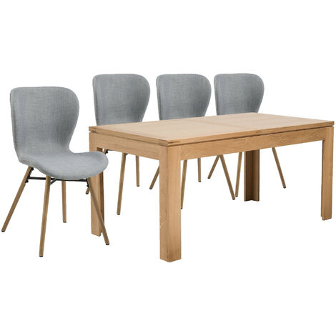 Table rectangulaire à rallonges L160/240 + 4 chaises tissu - BOSTON (1/5)