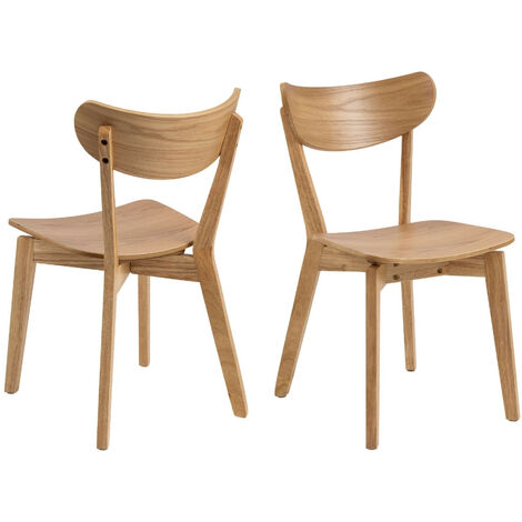 Hellin – Lot de 2 chaises scandinaves en bois massif – Structure chêne et pieds hévéa – Hauteur d'assise 42,5 cm – Coloris chêne naturel/noir