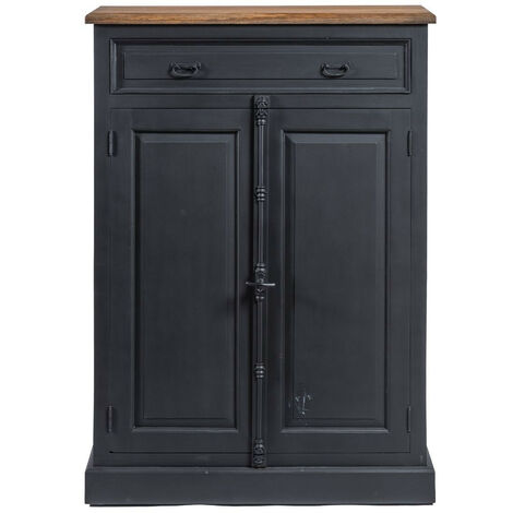 Hellin – Buffet parisien en bois massif 2 portes battantes et 1 tiroir – Dimensions L 100 x P 51 x H 141 cm – Finition peinture à base d'eau (1/5)