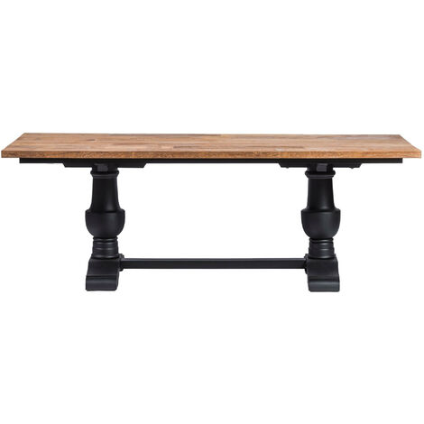 Table à manger rectangulaire en teck piétement noir poutre L220 - DALILA (1/5)