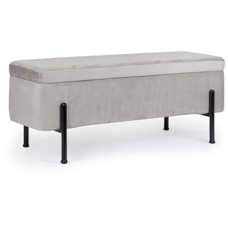 Banc coffre 2 places en velours et piétement noir - NINA (1/5)