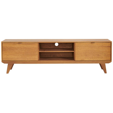 Meuble TV rétro en bois 2 niches 2 portes L180 bronze - MALLET (1/5)