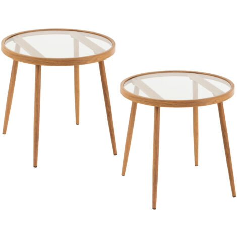 Table basse ronde en métal et verre D50 (lot de 2) - MALAGA (1/5)