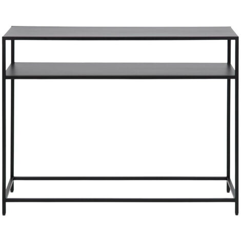 Console rectangulaire double plateau en métal noir L100 - CASSIA (1/10)