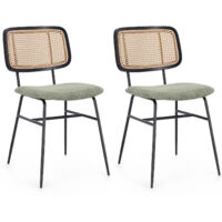 Chaises de salle à manger en cannage et tissu (lot de 2) - GLORIA