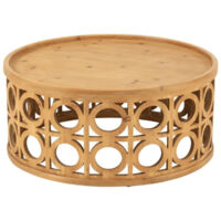Table basse ronde sculptée en bois D78 - CAHUITA