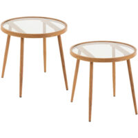 Table basse ronde en métal et verre D50 (lot de 2) - MALAGA