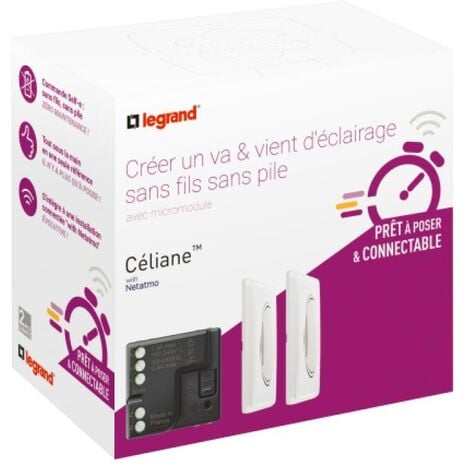 PRÊT À POSER DOOXIE 2 COMMANDES SANS FIL SANS PILE + 1 MICROMODULE - BLANC (600699L) LEGRAND LEG 600699L