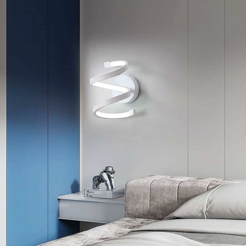 Applique Murale LED Interieur, Lampe Murale 18W spirale blanche, Luminaire  Mural moderne pour Chambre Couloir Bureau Lumière Blanc Froid 6500K